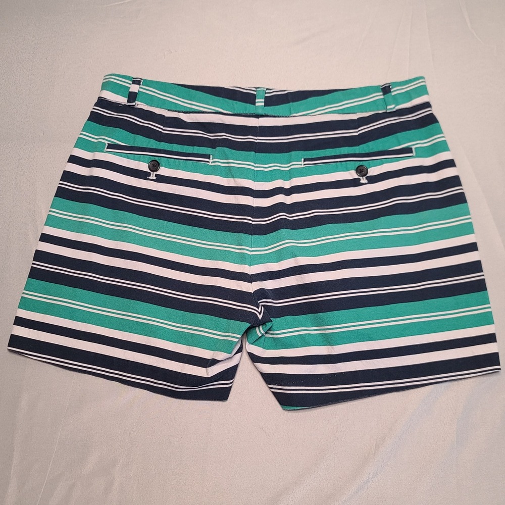 Banana Republic Striped Shorts Womens 31 Green Navy Nautical Preppy Chino Shorts